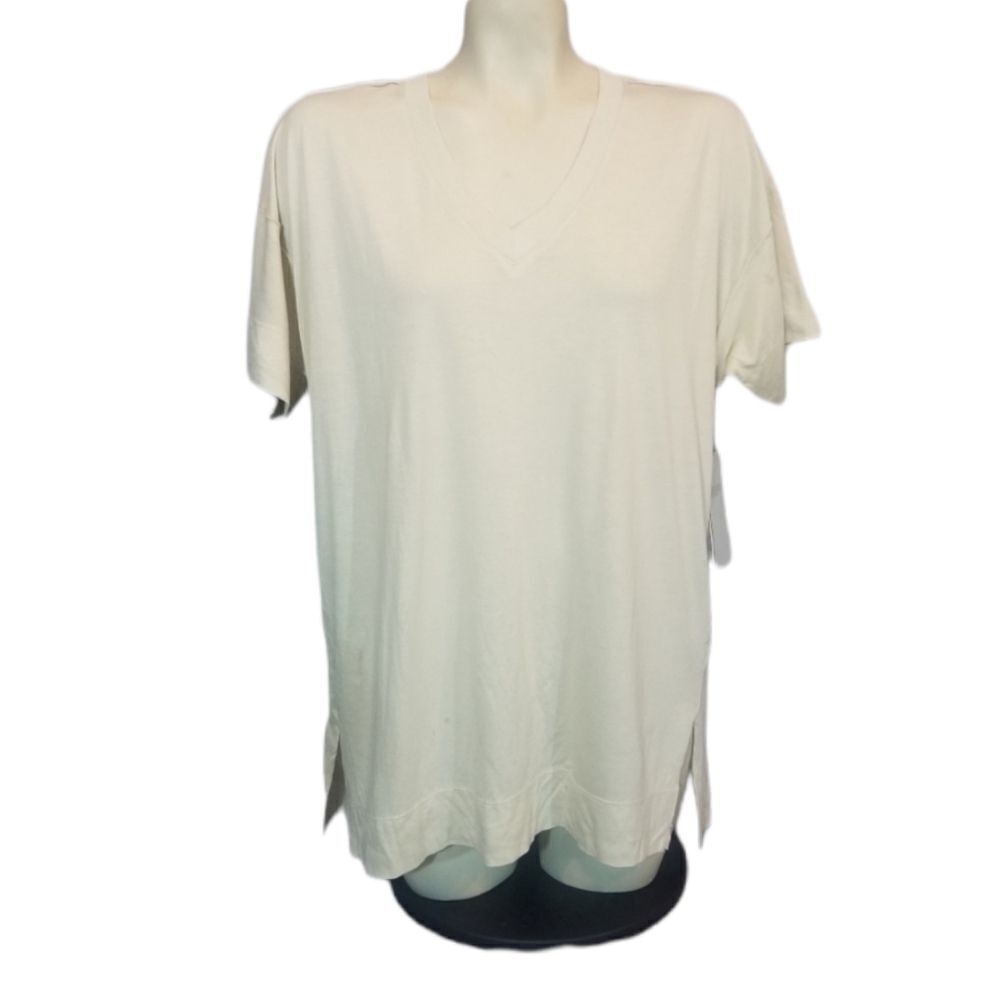 Zella V-Neck Beige Pumice Tee Size Small